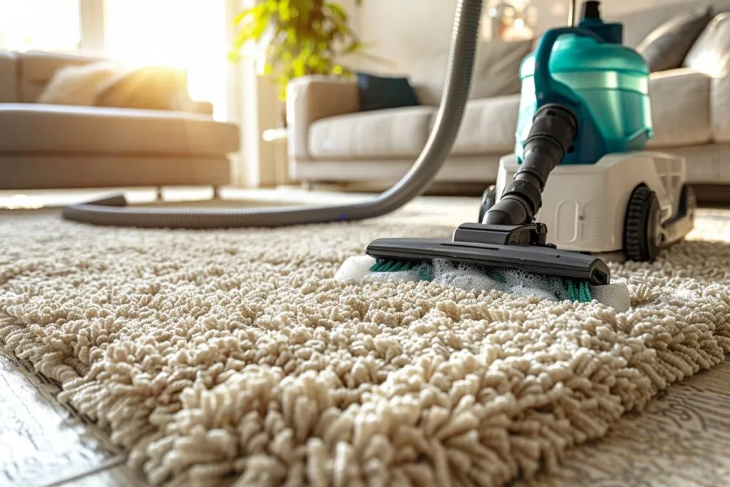 Quelles sont les étapes pour shampouiner efficacement un tapis avec une shampouineuse ?