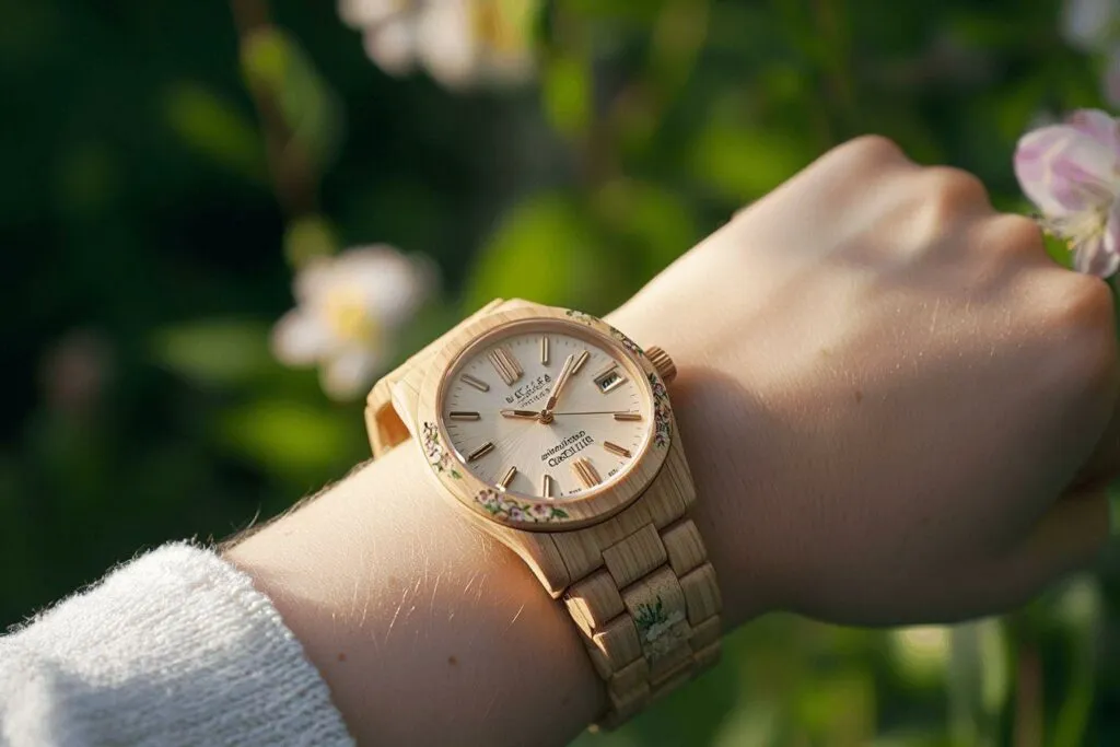 Montre en bois pour femme enceinte : Légère et confortable, la montre en bois idéale pour future maman
